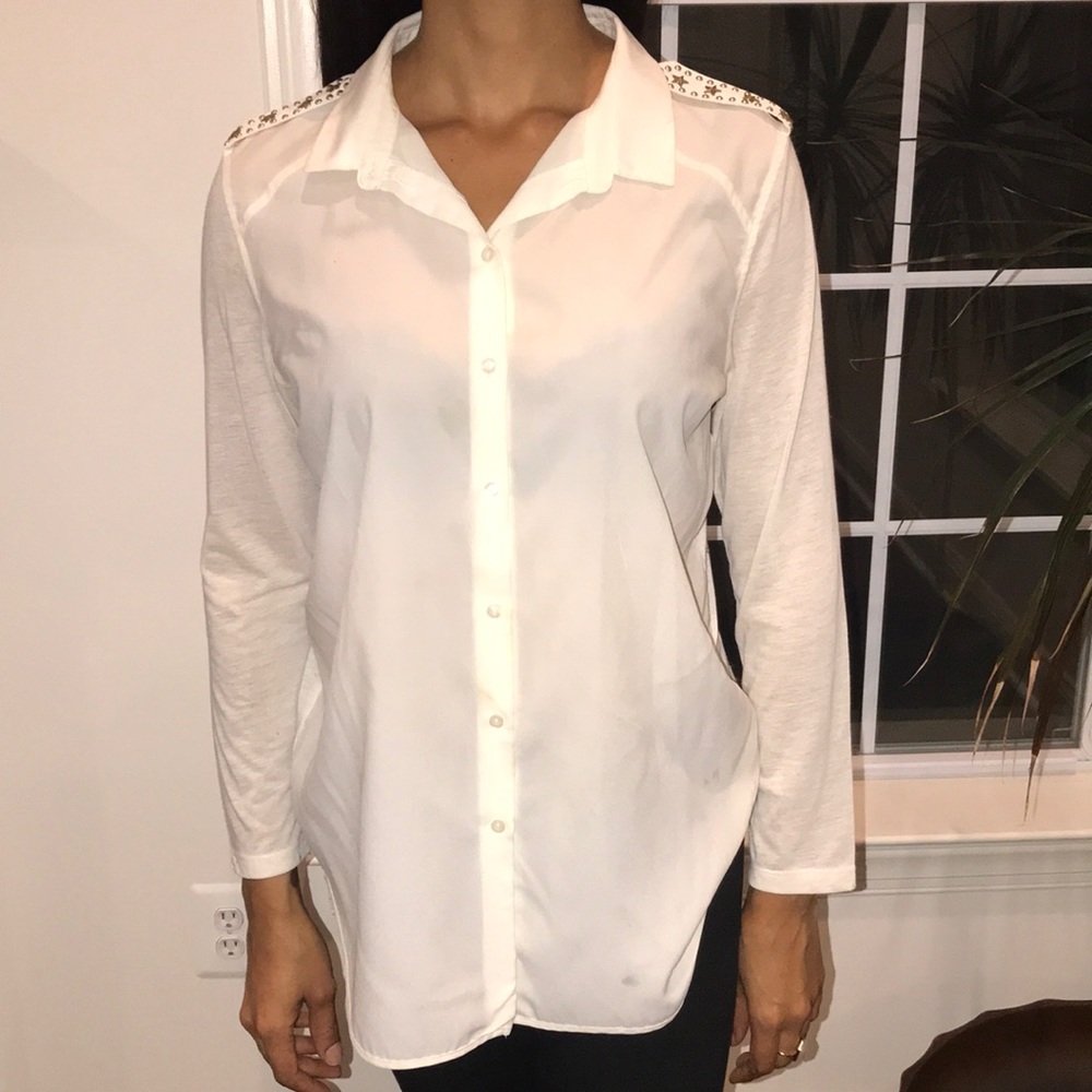 Cream button up